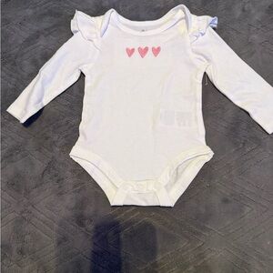 Baby Essentials White Bodysuit with Pink Hearts